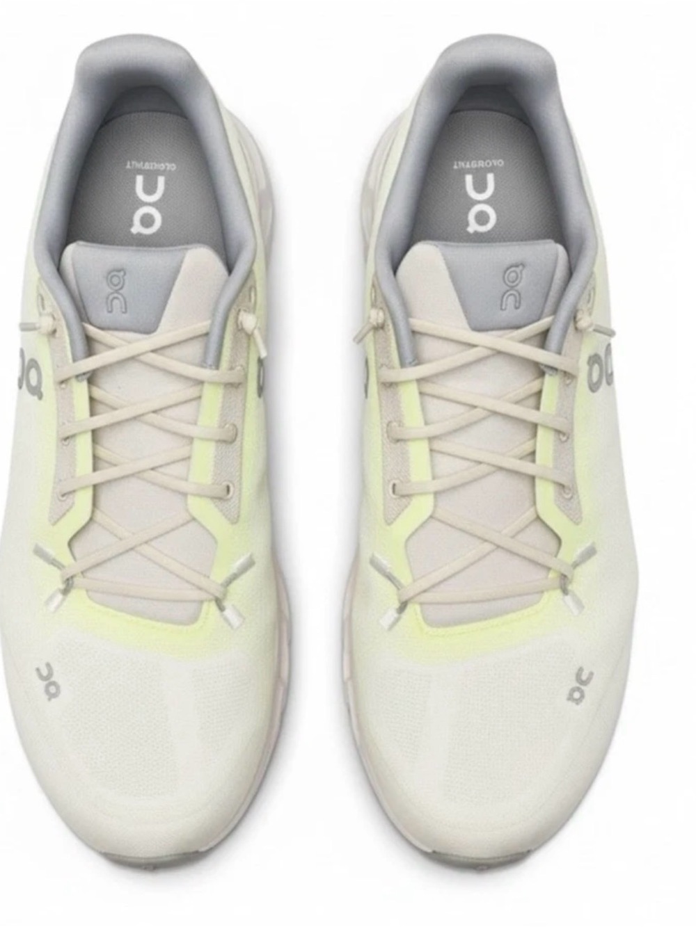 On Running Men’s Athletic Shoes in White with Light Green Accents size 10.5M